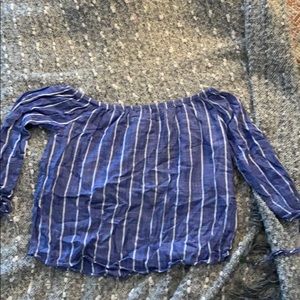 Cropped striped off the shoulder top